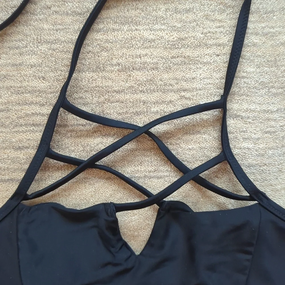 Aerie S Black Strappy Bikini
